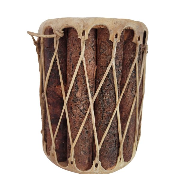 traditional buffalo raw hide and wooden drum. beautifully made - Picture 5 of 8